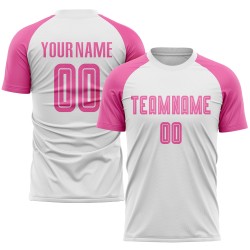 Maillot de football rose et blanc personnalisé par sublimation