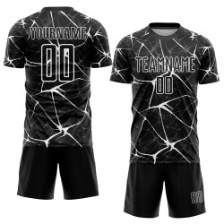 Maillot de football personnalisé à sublimation, blanc et noir