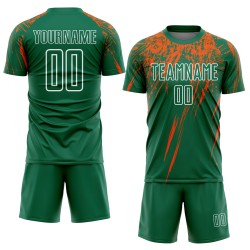 Maillot de football personnalisé Kelly, uniforme vert, orange et blanc, sublimation