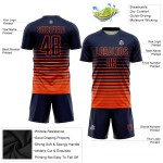 Maillot de football personnalisé à rayures fines, orange, bleu marine, dégradé, sublimation