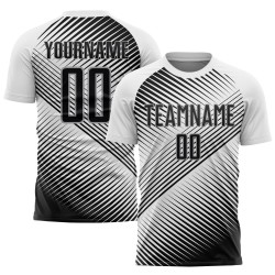 Maillot de football blanc personnalisé noir-gris, sublimation