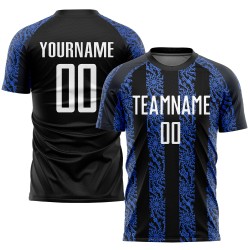 Maillot de football personnalisé par sublimation blanc-noir royal