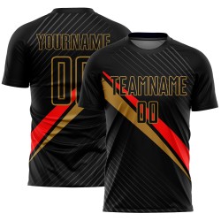 Maillot de football rouge et noir ancien, uniforme diagonal, sublimation personnalisée, or