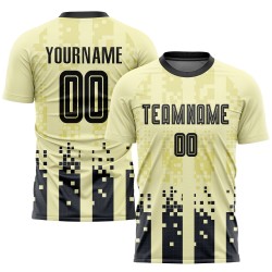Maillot de football personnalisé crème noir, uniforme à domicile par sublimation