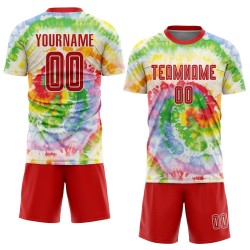 Maillot de football rouge et blanc, teinture personnalisée par sublimation