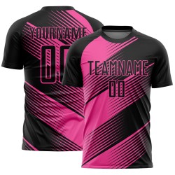 Maillot de football personnalisé à sublimation noire rose