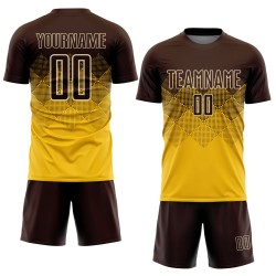 Maillot de football personnalisé marron-crème doré, sublimation