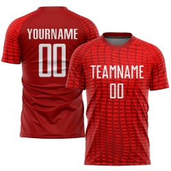 Maillot de football rouge et blanc personnalisé à sublimation