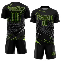 Maillot personnalisé à sublimation, uniforme de football néon noir vert