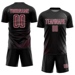 Maillot de football personnalisé à sublimation, blanc cramoisi, lignes géométriques noires