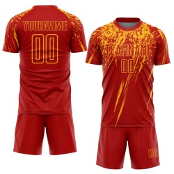 Maillot de football personnalisé rouge doré par sublimation