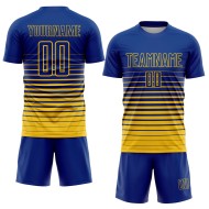Maillot de football à rayures fines, personnalisé, jaune, dégradé, sublimation, royal