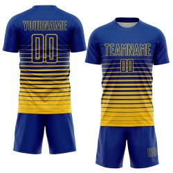 Maillot de football à rayures fines, personnalisé, jaune, dégradé, sublimation, royal