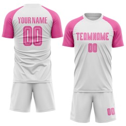 Maillot de football rose et blanc personnalisé par sublimation