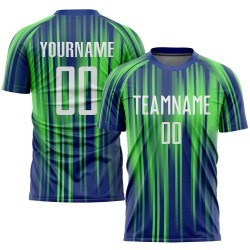 Maillot de football personnalisé à sublimation fluo vert et blanc bleu roi