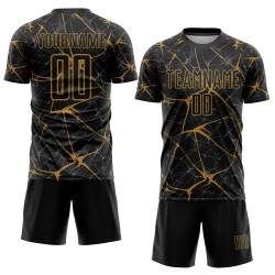 Maillot de football personnalisé par sublimation, noir et or vieilli