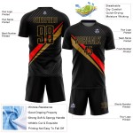 Maillot de football rouge et noir ancien, uniforme diagonal, sublimation personnalisée, or
