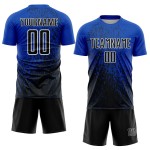 Maillot de football personnalisé à sublimation artistique, motif fragment noir et blanc, motif abstrait, bleu tonnerre