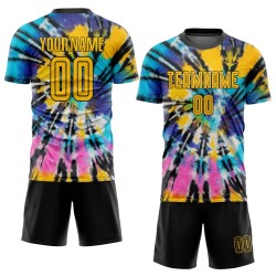 Maillot de football personnalisé avec sublimation or-noir