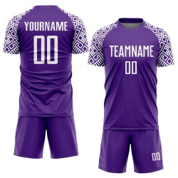 Maillot de football personnalisé à motif géométrique, sublimation, violet et blanc