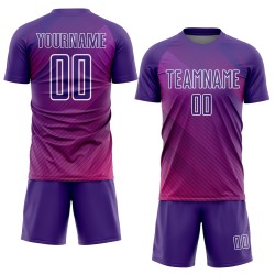 Maillot de football blanc à sublimation Purple Lines, uniforme personnalisé Maillot de football blanc à sublimation Purple Lines, uniforme personnalisé
