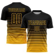 Maillot de football doré à rayures noires, uniforme personnalisé par sublimation