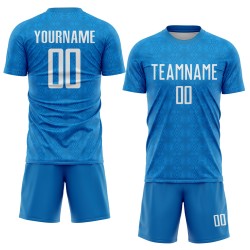 Maillot de football à formes géométriques, bleu et noir, sublimation personnalisée Maillot de football à formes géométriques, bleu et noir, sublimation personnalisée