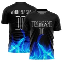 Maillot de sublimation Flame personnalisé uniforme de football blanc noir