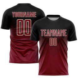 Maillot de football personnalisé noir cramoisi-crème, uniforme de sublimation