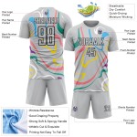 Maillot de football gris à sublimation, formes fluides personnalisées