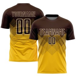 Maillot de football personnalisé marron-crème doré, sublimation