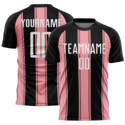 Maillot de football personnalisé à sublimation rose et noir, blanc, taille M