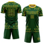 Maillot de football géométrique jaune à sublimation personnalisée, formes uniformes, vert