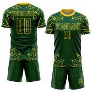 Maillot de football géométrique jaune à sublimation personnalisée, formes uniformes, vert