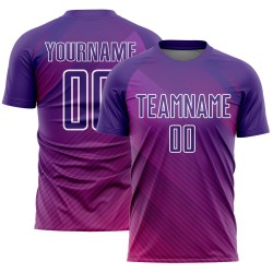 Maillot de football blanc à sublimation Purple Lines, uniforme personnalisé