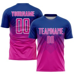 Maillot de football personnalisé à sublimation rose foncé et blanc