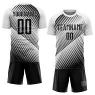 Maillot de football blanc personnalisé noir-gris, sublimation