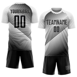 Maillot de football blanc personnalisé noir-gris, sublimation