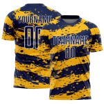 Maillot de football personnalisé bleu marine, or et blanc, sublimation