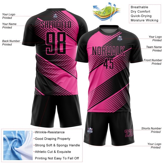 Maillot de football personnalisé à sublimation noire rose