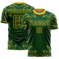Maillot de football géométrique jaune à sublimation personnalisée, formes uniformes, vert