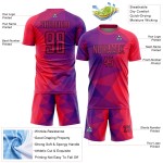 Maillot de football à sublimation géométrique, rouge et noir, violet, personnalisé