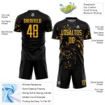 Maillot de football abstrait personnalisé par sublimation, fragment, noir et or, Royal Art Maillot de football abstrait personnalisé par sublimation, fragment, noir et or, Royal Art