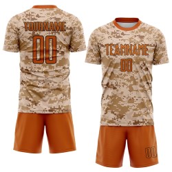 Maillot de football personnalisé par sublimation, camouflage orange-marron, salut, service au Texas