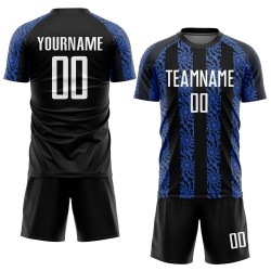 Maillot de football personnalisé par sublimation blanc-noir royal