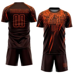 Maillot de football personnalisé à sublimation, uniforme marron, orange