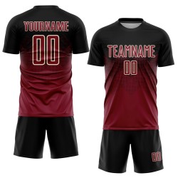 Maillot de football personnalisé noir cramoisi-crème, uniforme de sublimation