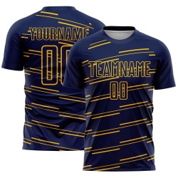 Maillot de football jaune Custom Lines, sublimation bleu marine