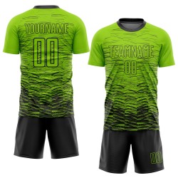 Maillot de football personnalisé à sublimation noir et vert fluo