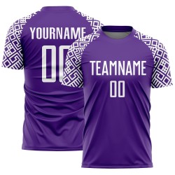 Maillot de football personnalisé à motif géométrique, sublimation, violet et blanc
